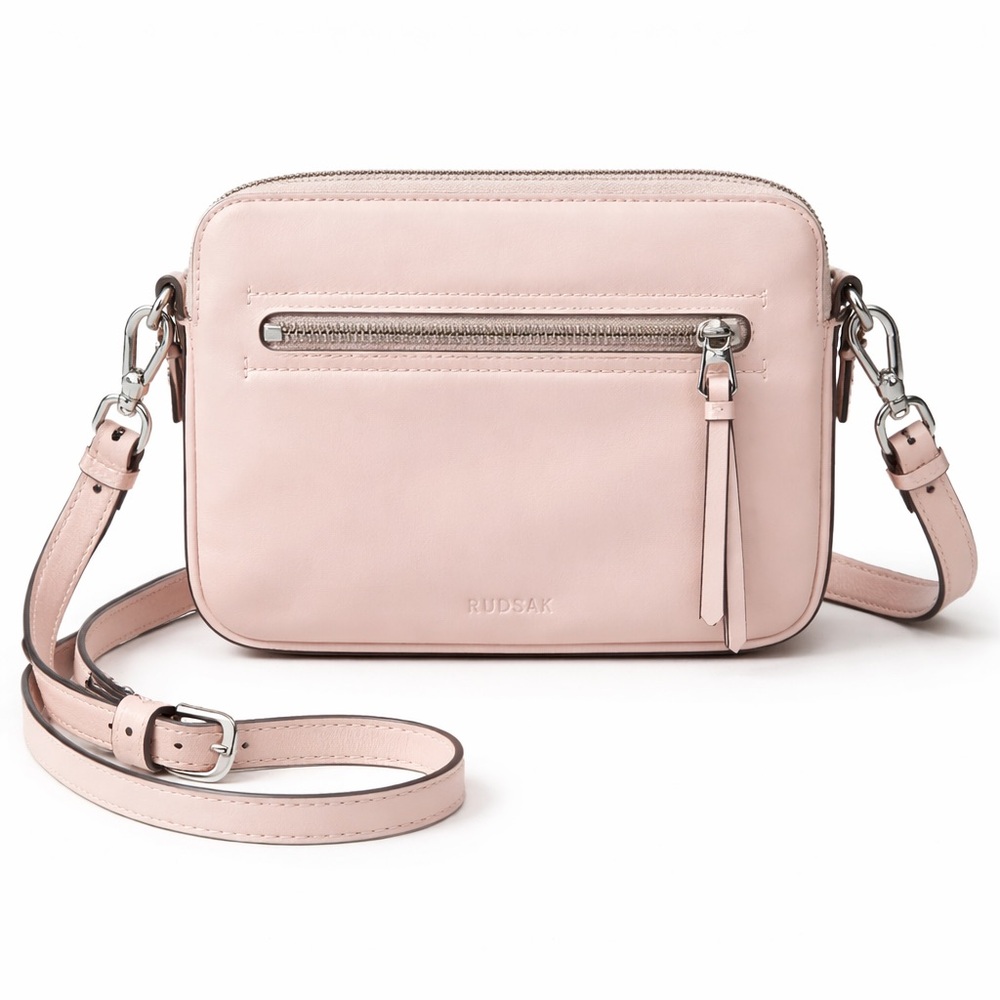 RUDSAK Pale Pink Leather Crossbody with Front Zip
